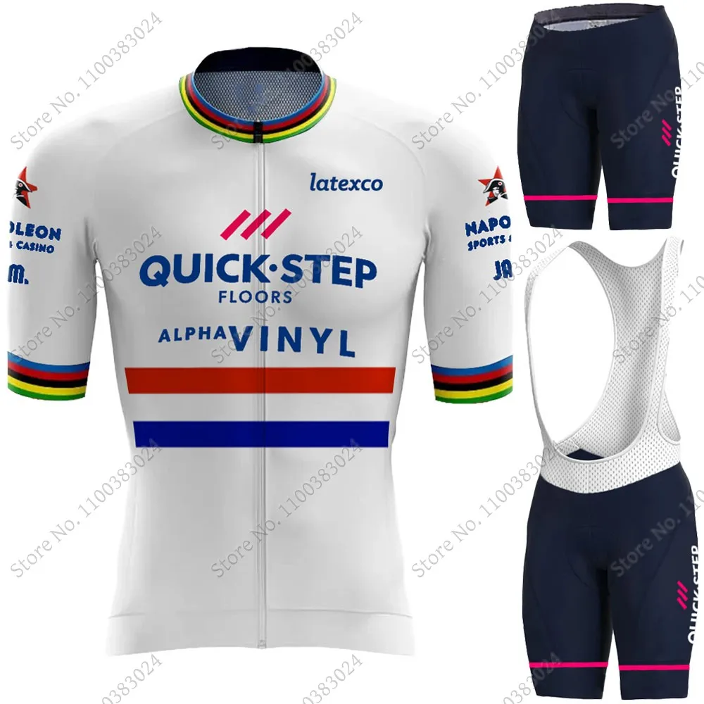 2022 Quick Step UK World Champion Cycling Jersey Set Alpha- Vinyl Bicycle Clothing Road Bike Shirts Bicycle Bib Shorts MTB Ropa
