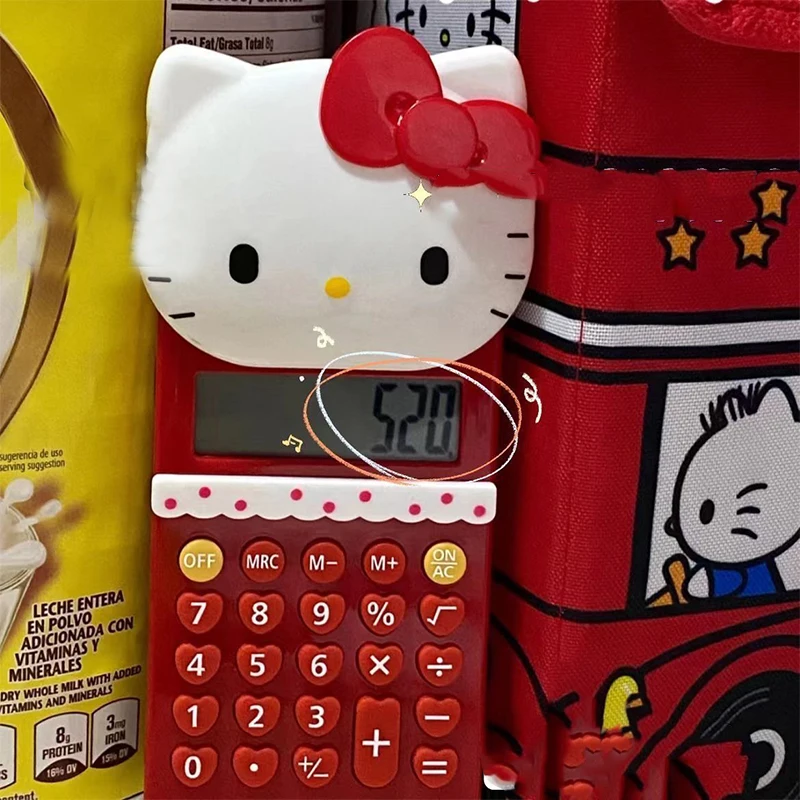 

Милый калькулятор с нажимной крышкой Sanrio Hellokitty, беззвучный флип-чехол, портативный маленький домашний подарок для учеников, рождественский...