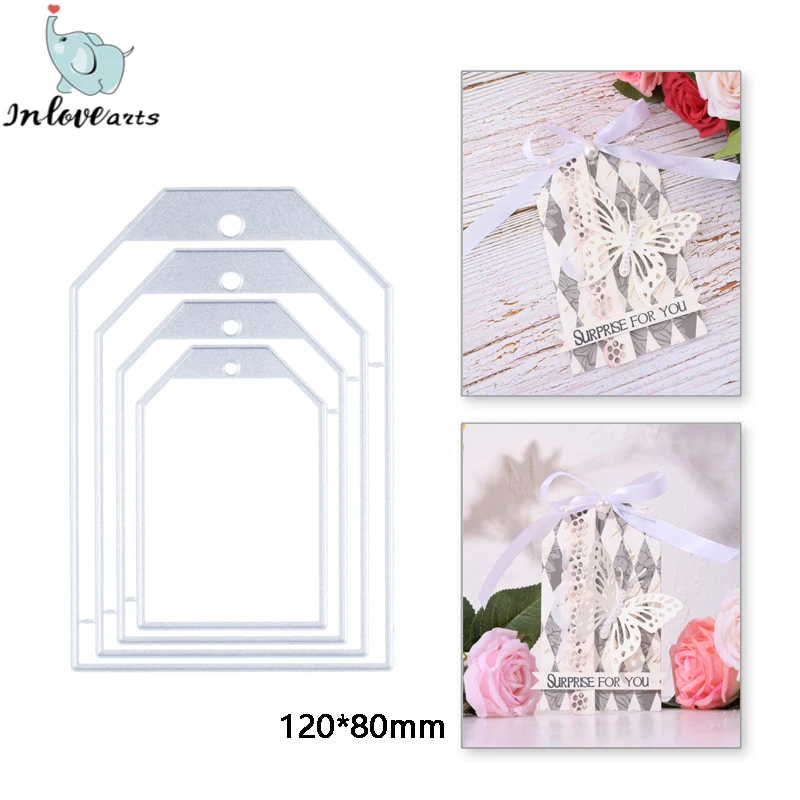 

InLoveArts 4pcs/Set Frame Tags Metal Cutting Dies Stencils For DIY Scrapbooking/photo Album Decorative Embossing DIY Paper Cards