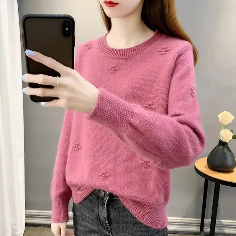 

Lazy Wind Thickened Round Neck Pullover Outside Wearing Foreign Style Knitted Sweater 2022 New Autumn and Winter Ladies D38
