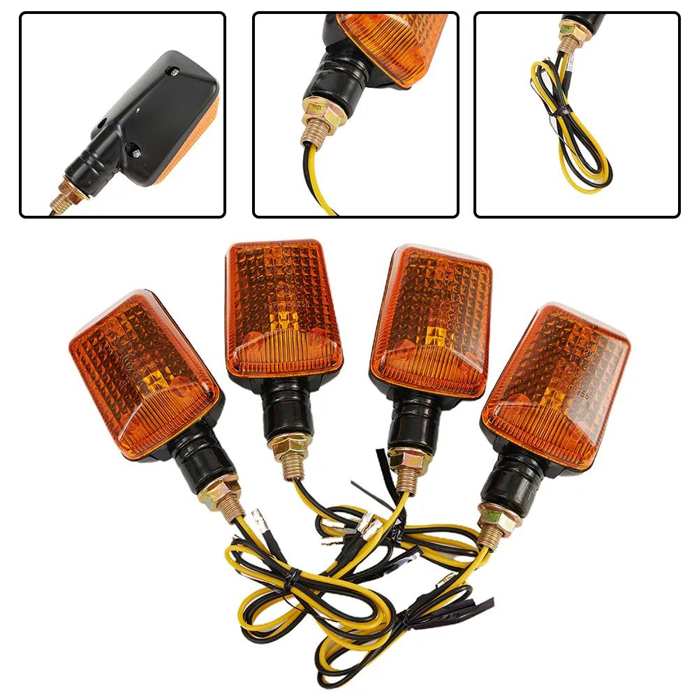 

4pcs Motorcycle Halogen Turn Signals Black Tinted Left Right Front Rear Scooter ATV Quad Moped 12V Universal Signal Lamps
