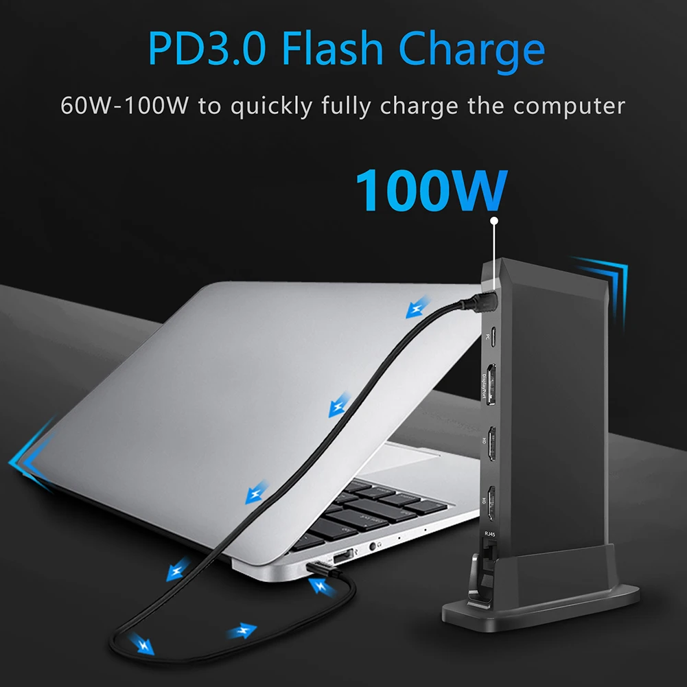 

13 в 1 Расширительная док-станция разветвитель Портативный Вертикальный адаптер с аудиовыходом высокоскоростной DP HDMI-Совместимость с ноутбуком и телефоном