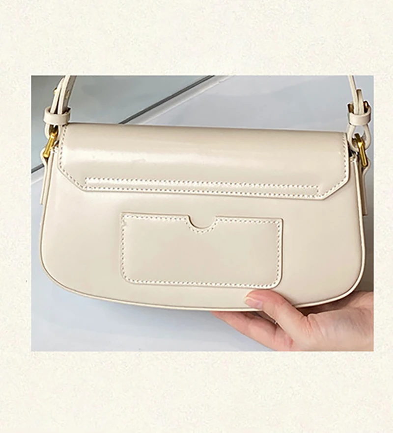 Trendy and fashionable underarm bag, high-end single shoulder bag, small square bag, stick bag, genuine leather retro women's