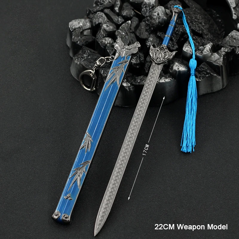 

22CM New Cold Weapon with Sheath Tassel Zinc Alloy Film And Television Peripheral Props Model Hearing Rain Sword Collect Crafts