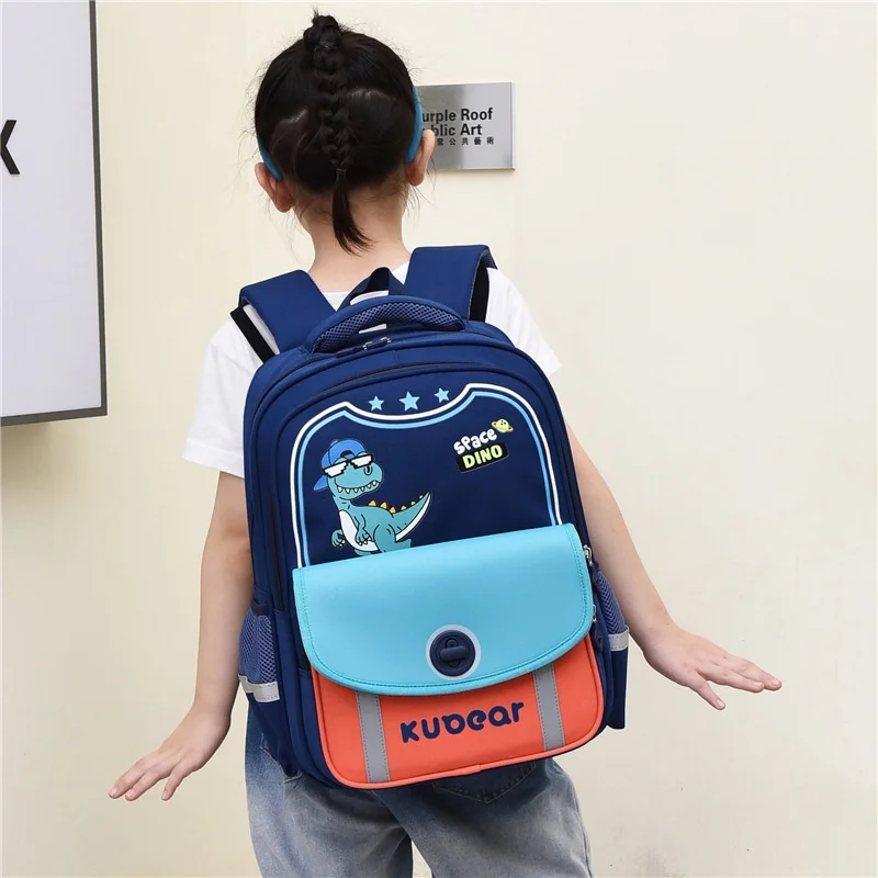 Grade 1-3 Children Cartoon Dinosaur Rainbow Small Backpacks New Girl Boy Students Fashion Leisure Oxford Schoolbags All-match