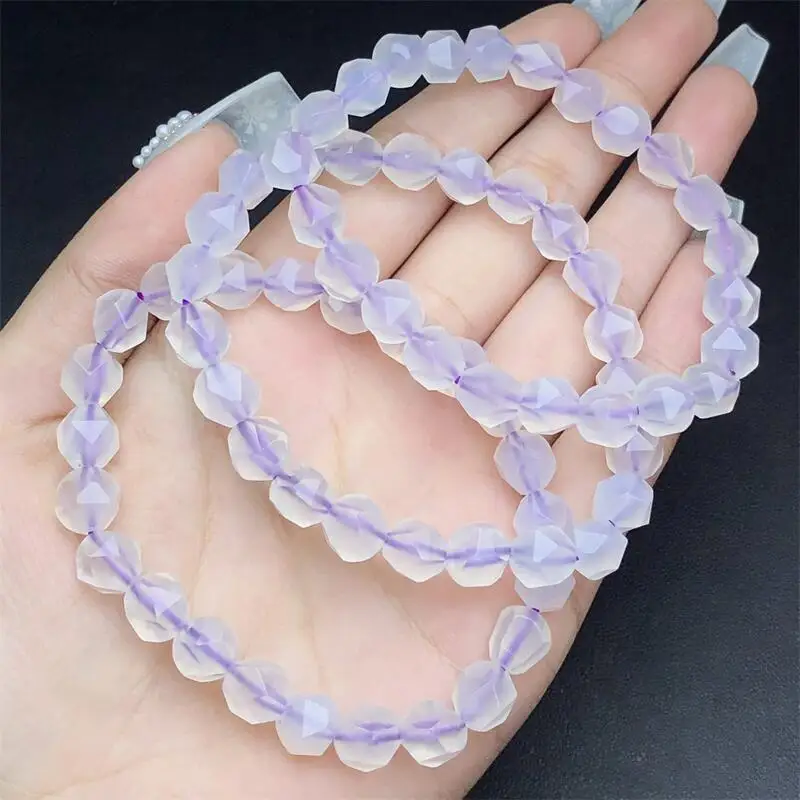 8MM Natural Faceted Albite Jadeite Bracelet Healing Fengshui Stone For Women Men Jewelry Fashion Christmas Gift 1PCS
