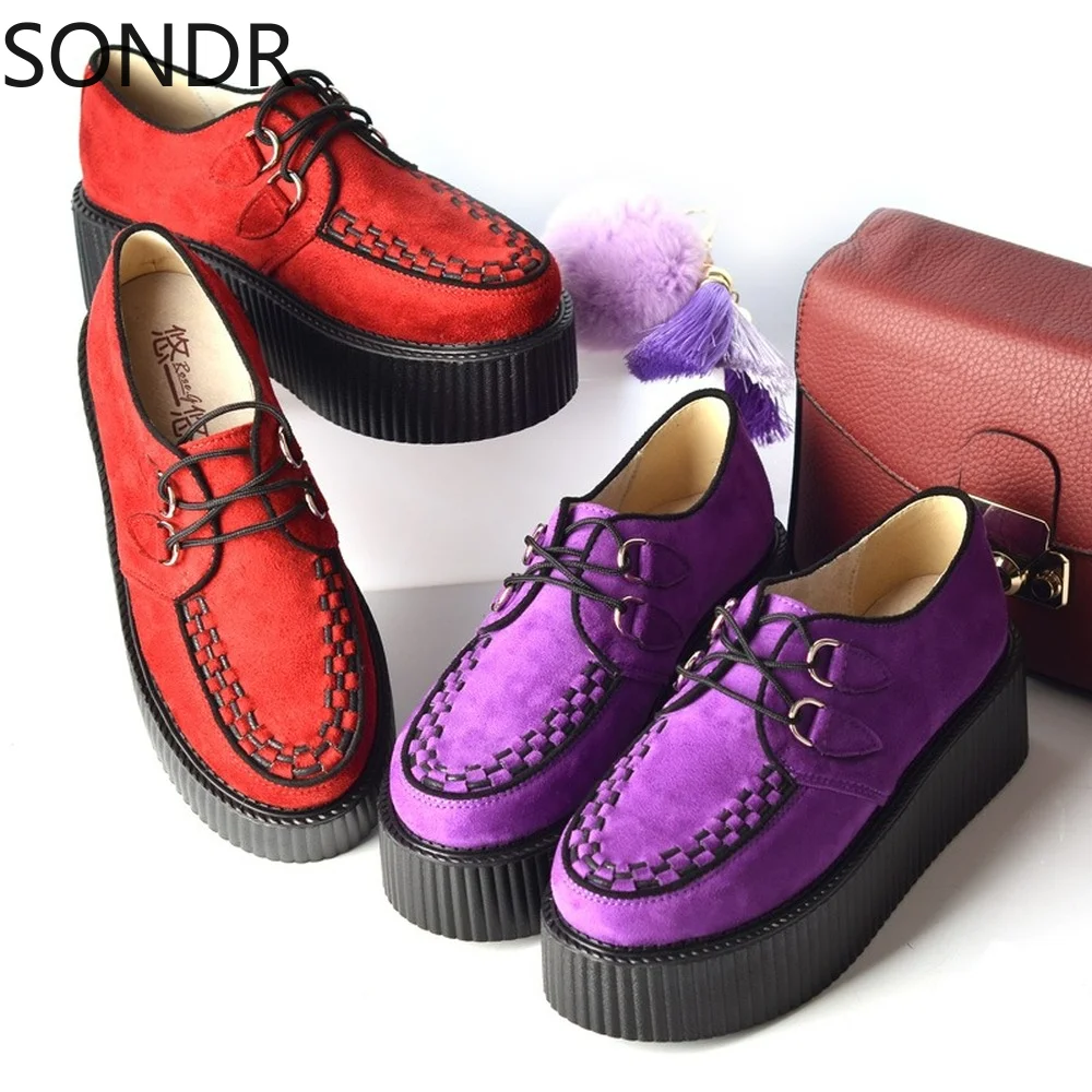 

Womens Lace Up Round Toe Gothic Punk Pumps Shoes Creepers Japanese Harajuku Cosplay Platform Girls Plus Size Lolita 2023