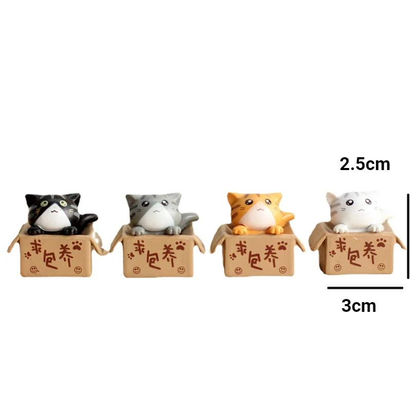 1 шт., кавайная мини-кошка, коробка с орнаментом кота, модель котенка, маленькая статуя, фигурка автомобиля, подарок для детей, аксессуары для домашнего декора