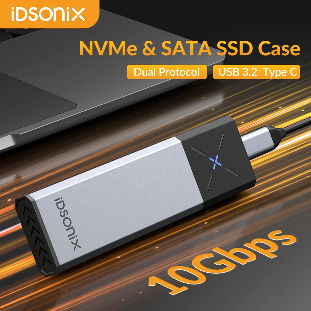 Адаптер для внешнего корпуса iDsonix M.2 NVMe SATA SSD, USB Gen2 10Gbp