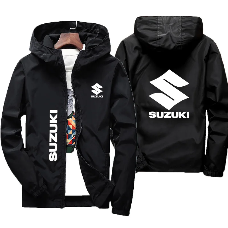 Фото Куртка с капюшоном Suzuki для езды на мотоцикле 2026 — легкая, дышащая, светоотражающая, солнцезащитная уличная повседневная куртка для мужчин №1