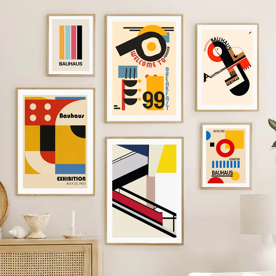 

Bauhaus, абстрактные линии, геометрический узор, 1923, Скандинавская Настенная картина на холсте, постеры и принты, картины для декора гостиной