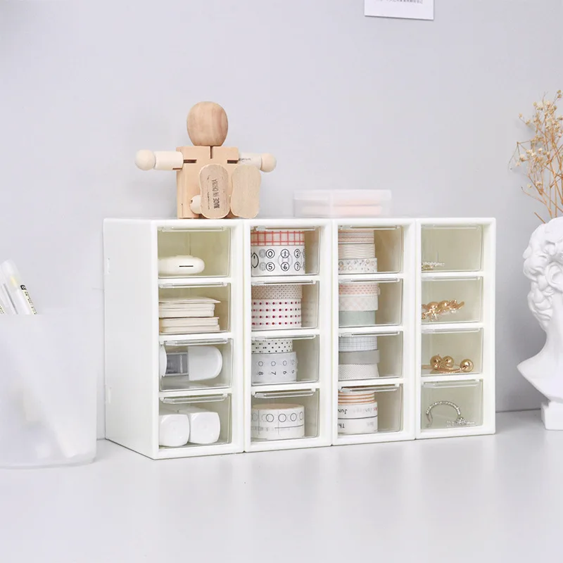 

Desk Organizer Rangement with 4 Drawer Grids Craft Gadgets Table Plastic Organizers Storage Cabinets Sundries Jewelry Box