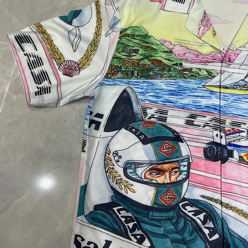 Thin Fabric CASABLANCA TENNS CLUB Short Shirt Shorts Set Summer Men Women High Quality Casual Hawaii Beach Suit