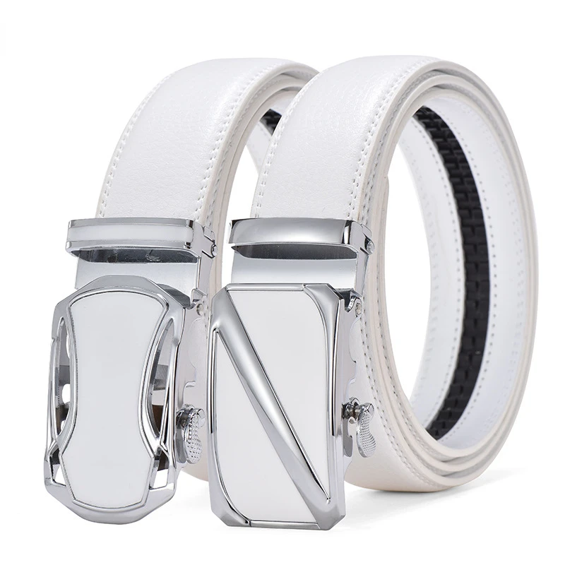 Men Leather Belt Metal Automatic Buckle Brand High Quality Luxury Belts for Men Famous Work Business Strap leather belt
