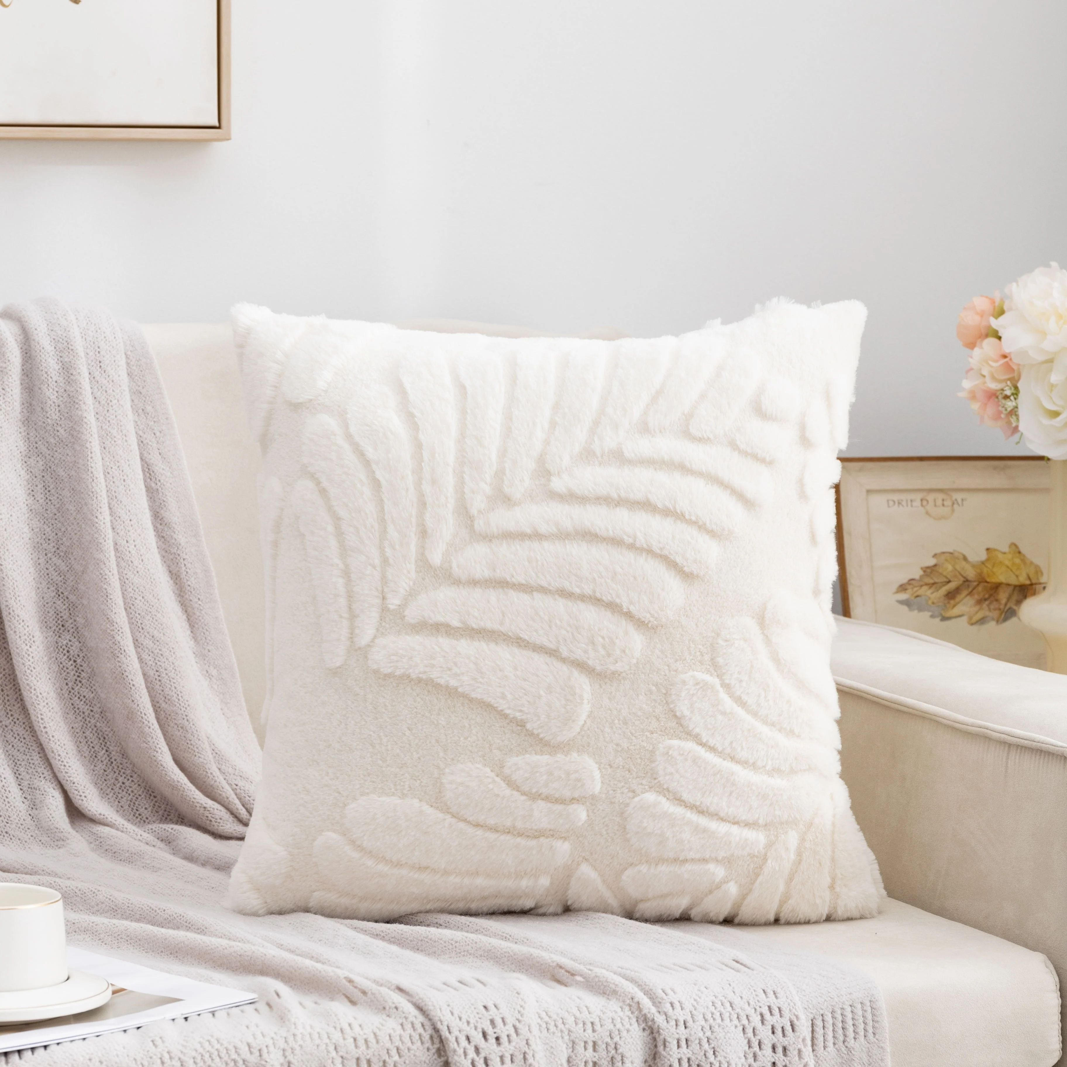 

Чехол для подушки из полиэстера с рисунком листьев