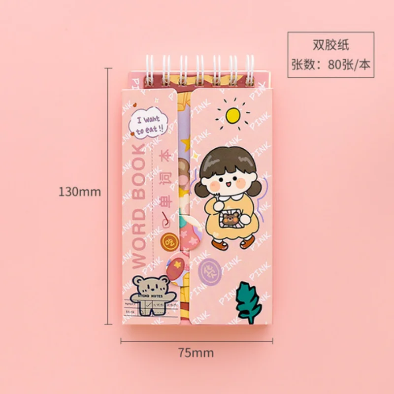 ute cartoon spiralny notatnik Kawaii Planner organizator czasu przybory szkolne angielska książka ze słowami