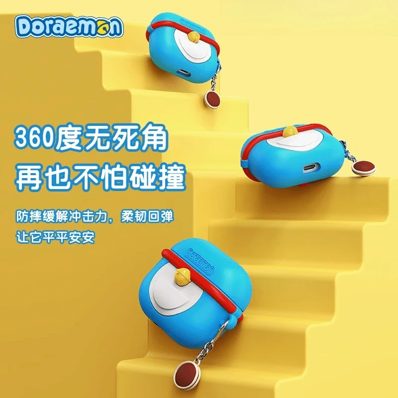 Фото Новый креативный 2D чехол для наушников Doraemon с героями мультфильмов, персонализированные периферийные устройства в стиле аниме для Airpodspro 2 3, чехол для наушников, праздничные подарки №4