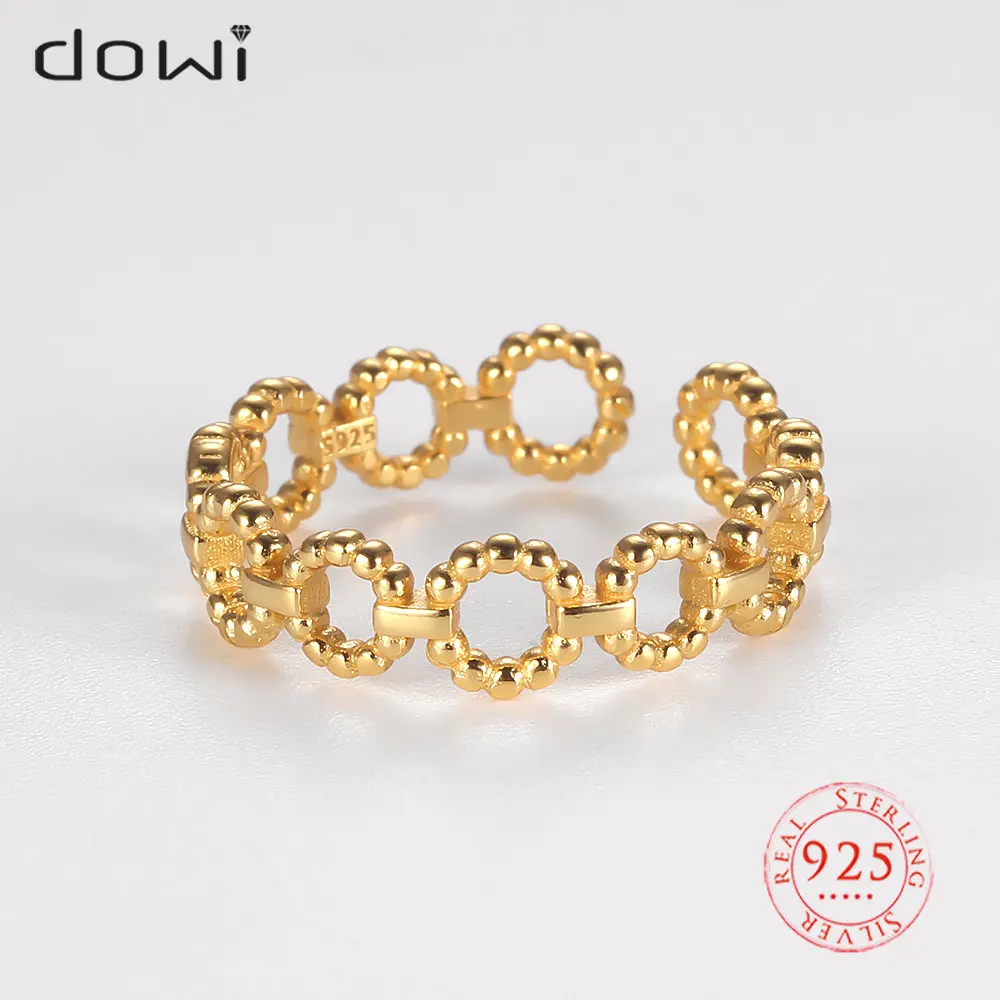 

Fashion S925 Sterling Silver Link Chain Rings Geometric Opening Ring Fine Jewelry for Women Party Wedding Accessories