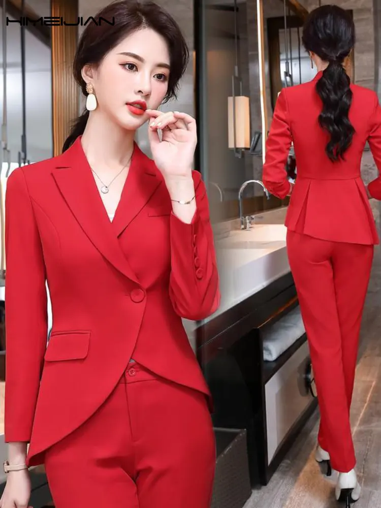 2023 New Women's Suit Blazer and Pants 2 Pieces Elegant Luxury Office Outfit Pants Sets High-end Fashion Plus Size Matching Sets