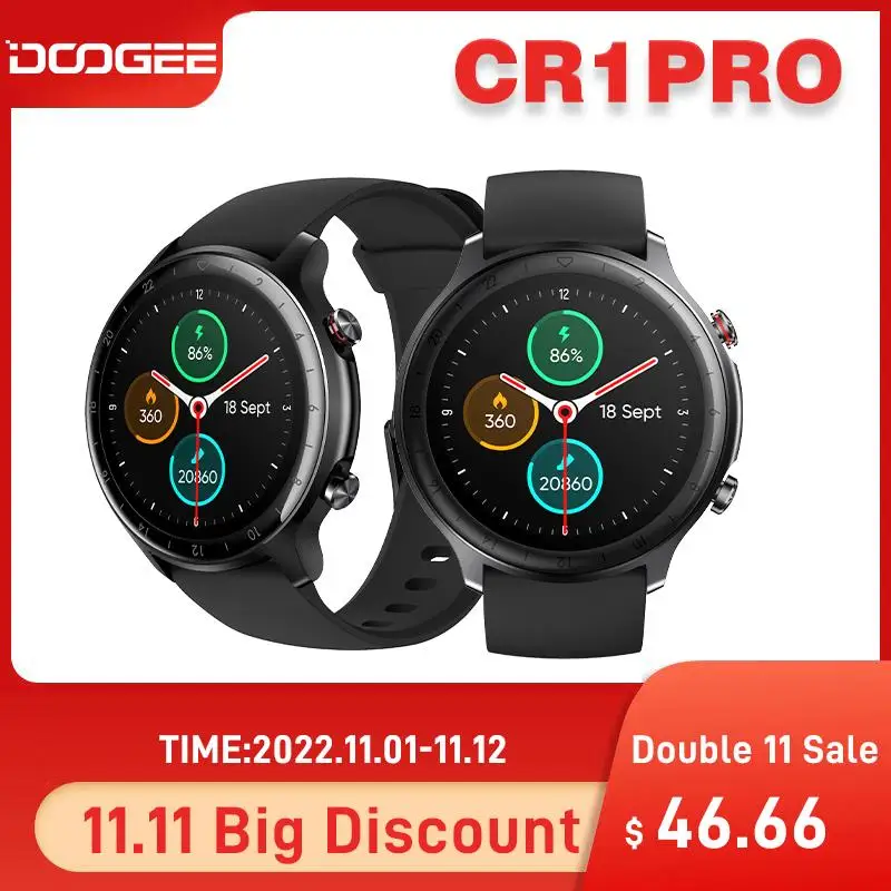 

Смарт-часы DOOGEE CR1Pro, 1,28 дюйма, 300 мАч, Bluetooth 5,0, GPS