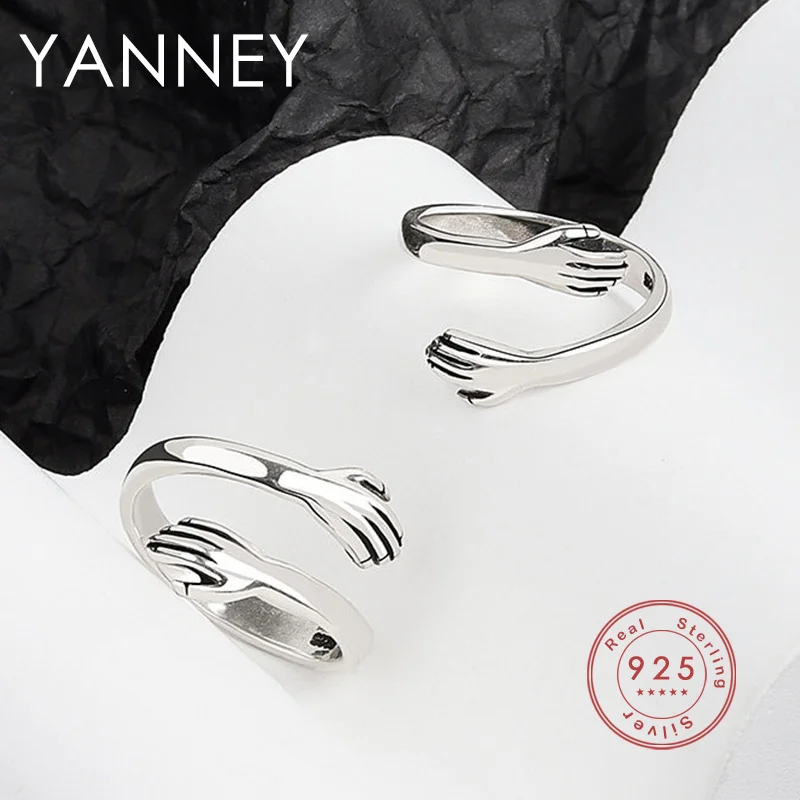 

YANNEY Silver Color Vintage Couple Ring Fashion Simple Jewelry Student Gift