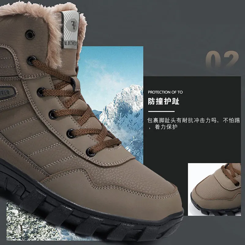 2022 New Winter Men's Sneakers Plus Velvet Thick Warm Comfortable High-top Sports Shoes Waterproof Non-slip Outdoor Hiking Shoes