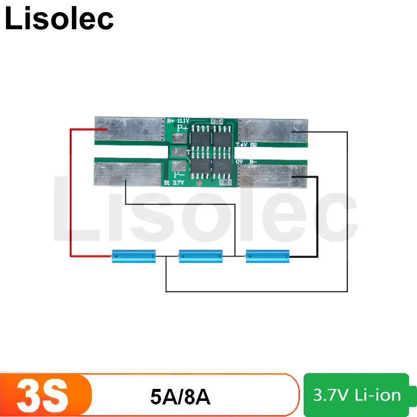 

5 шт. 3S BMS 5A 8A 11,1 V 12,6 V литий-полимерная плата зарядки, защитная плата для литий-ионного, литиевого аккумулятора, модуль PCB PCM для электроинструм...