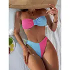 Купальник с открытыми плечами, женское однотонное микро-бикини, сексуальный купальник, женский купальный костюм в стиле пэчворк, летние купальные костюмы, пляжная одежда 2022