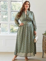 toleen women plus size large maxi dresses 2022 spring green chic elegant long sleeve evening party festival muslim robe clothing