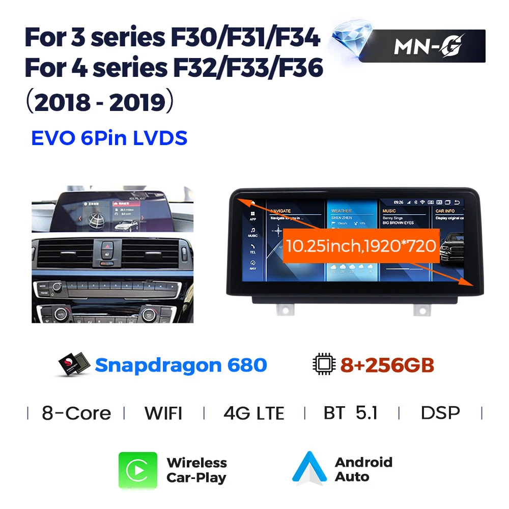 Автомагнитола MEKEDE snapdragon 662 ID8 Android Auto для BMW 3 4 серии 2013-2017 F30 F31F34 F35 NBT EVO 2018-2019