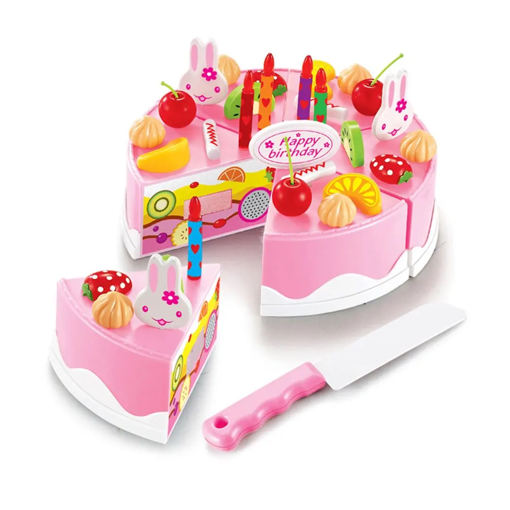 

2019 HOT Plastic Sweet Children Kids Kitchen Playing Role Toys DIY Funny Cutting Birthday Cake Play Food Toys Girl
