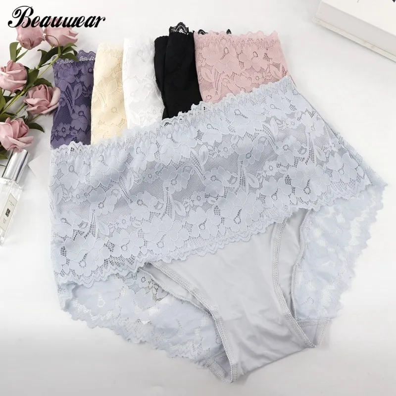 Beauwear Новейшие женские кружевное белье в цветочек с высокой талией нижнее трусики