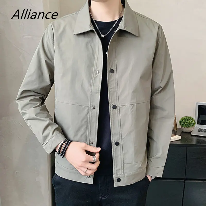 

2023 Spring Autumn Men's Stand Collar Thin Jacket Loose Solid Color Fashion Single Breast Male Coats Commute Simple Outwear 5XL
