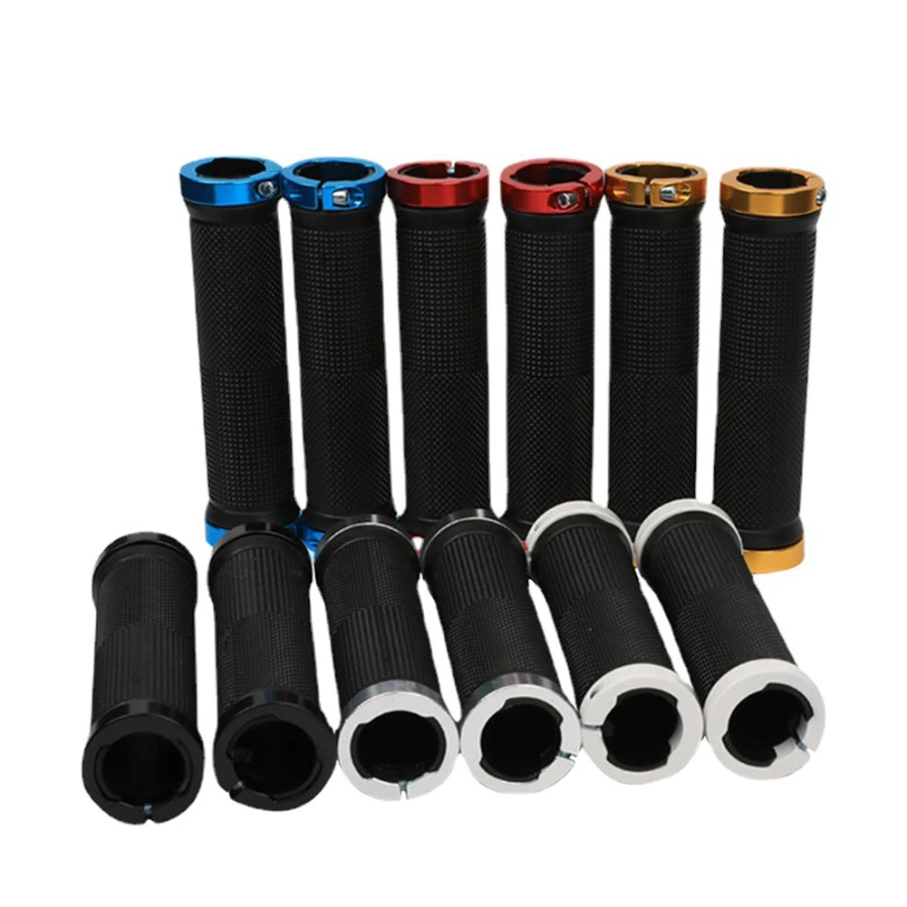 

1pair MTB Bike Round Grips Rubber Aluminum Alloy Ring Locking Grip Shockproof Anti-Slip Handlebar Cover Cycling Accessories