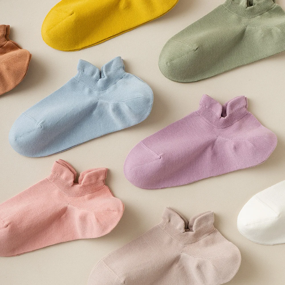 Socks Made Of Pure Cotton Socks In The Spring And Autumn Air spring summer Pure color Thin Cotton Hosiery For Ship Stealth
