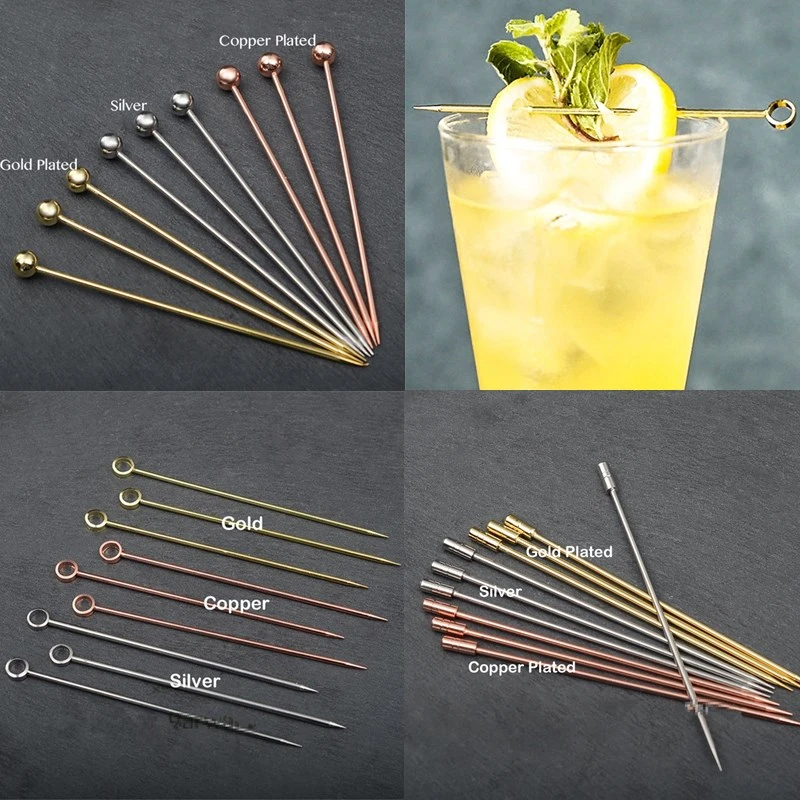 

Creative stainless steel cocktail needle Martini olive needle olive stick fruit fork cocktail stick steel needle