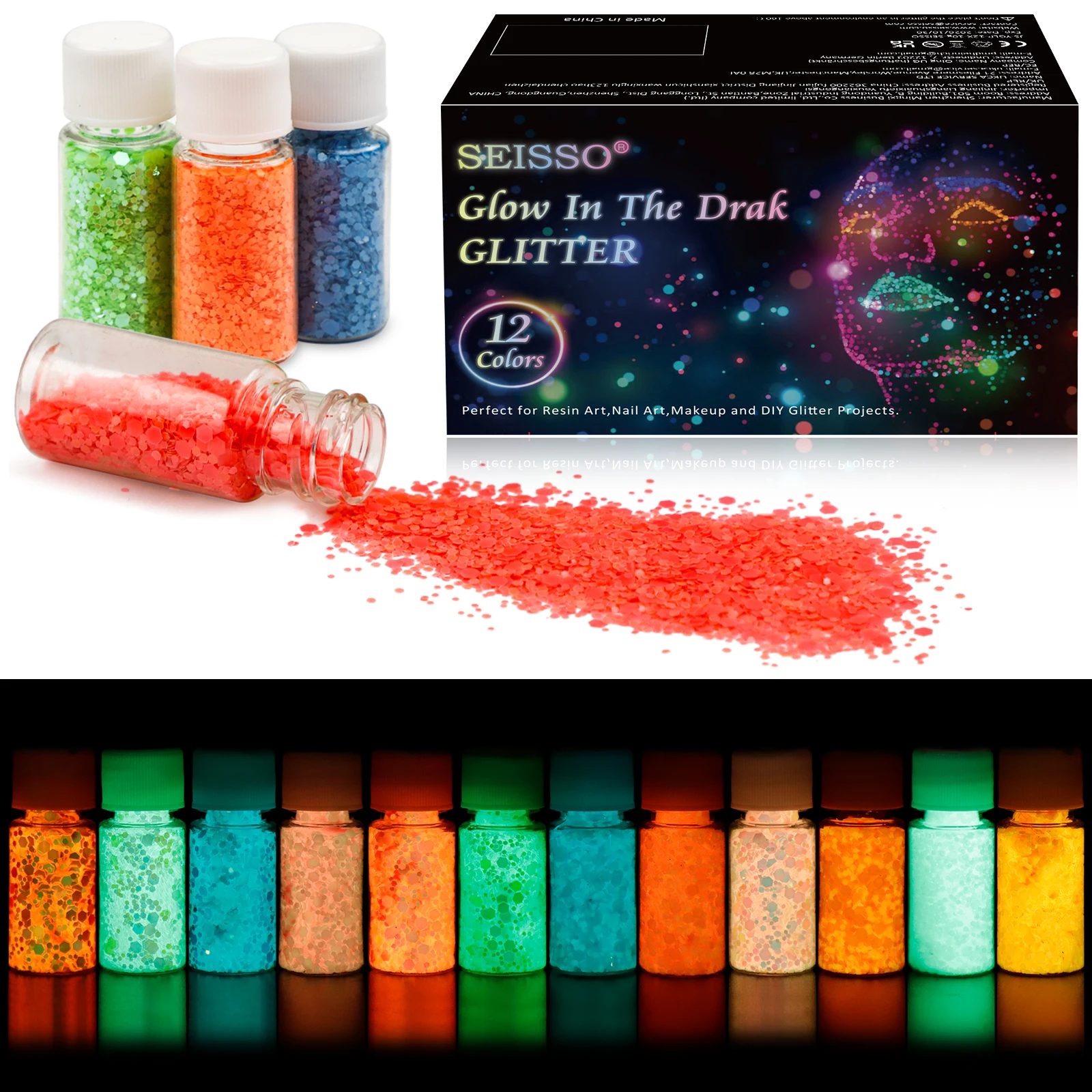

12 Colors 10g Resin Filler Luminous Sequins Glitter Epoxy Resin Filling Resin Mold Resin Crafts DIY Nail Art Decorations