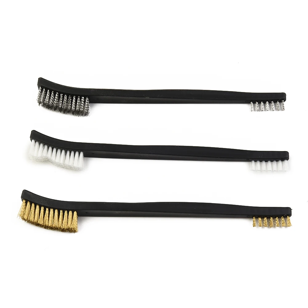 

3Pcs Wood Handle Wire Brush Copper Plated Brush For Industrial Devices Surface/Inner Polishing Grinding Cleaning Brush
