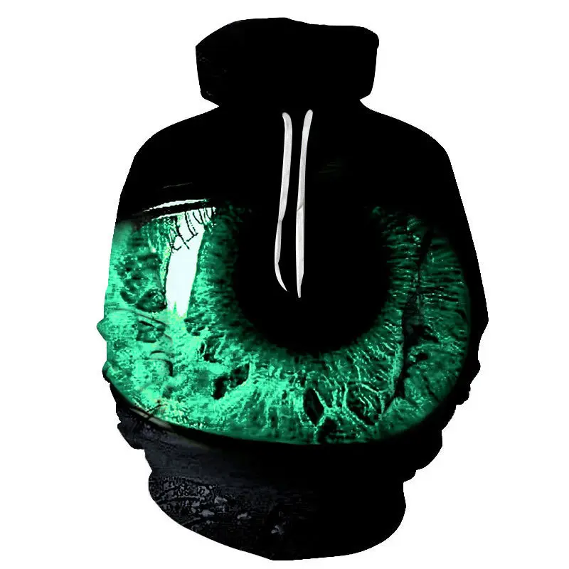 

Fashion Snake Hoodies Ullzang Funny Cartoon Oversized Sweatshirt Green Viper Eyes 3D Print Streetwear Long Sleeve Pullovers