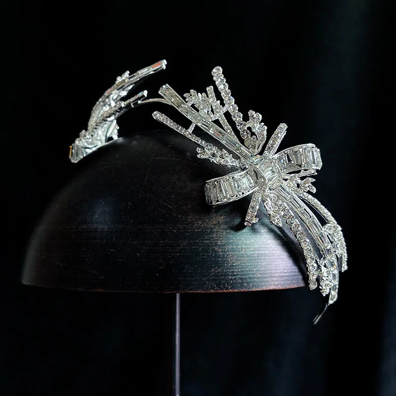 

Crystal Bowknot Hair Accessories For Women Crown Headband Rhinestone Tiara Zinc Alloy Jewellry Wedding Crowns Bridal Hairband