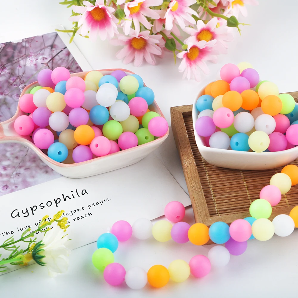 

12/15MM 50Pcs Luminous Silicone Bead Round Silicone Lentil Bead Glow In The Dark DIY Necklace Bracelet Pacifier Chain Accessorie