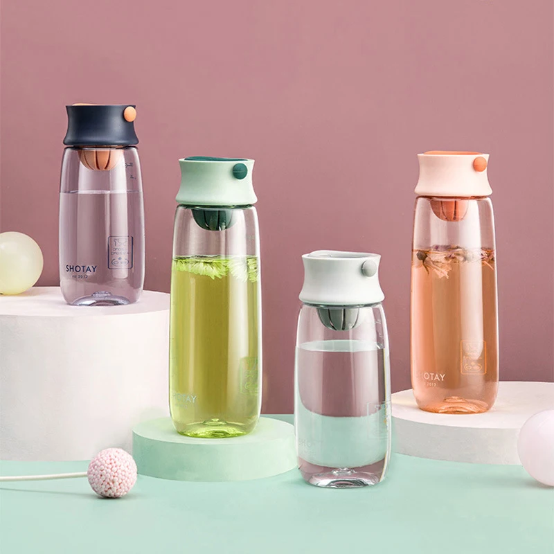 

460/610ml Water Bottle Cute Summer Portable Cup Simple Outdoor Mug Sports Fitness Drinking Tumbler BPA Free Plastic Scale Kettle