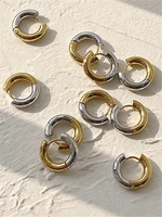 new titanium steel metal splice thick ring earring buckle high sense niche design earring european and american earrings