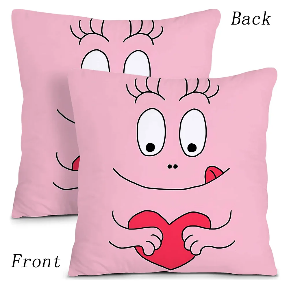 Cute cartoon B-B-Barbapapas Pillow Covers Cartoon Sofa Decorative Home Double-sided Printing Short Plush Cushion Cover