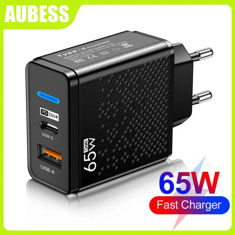 

Portable Type C Mobile Phone Charger 65w Usb Usb Type-c Charging Head For Home Office Travel Qc3.0 Charger And Adapter Universal