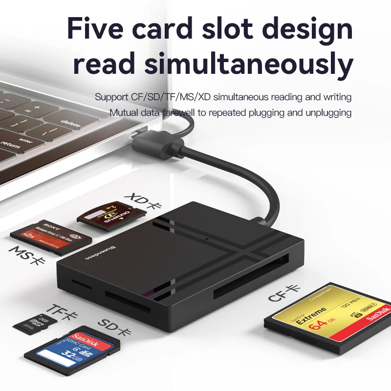 5 в 1 кардридер для CF/SD/TF/MS/ M2 карт