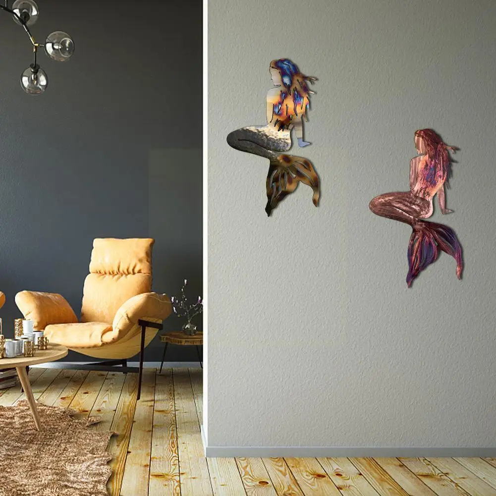 

Металлические настенные украшения «русалка», кованые панели ручной работы из железа, домашние подвесные украшения, креативное украшение «...