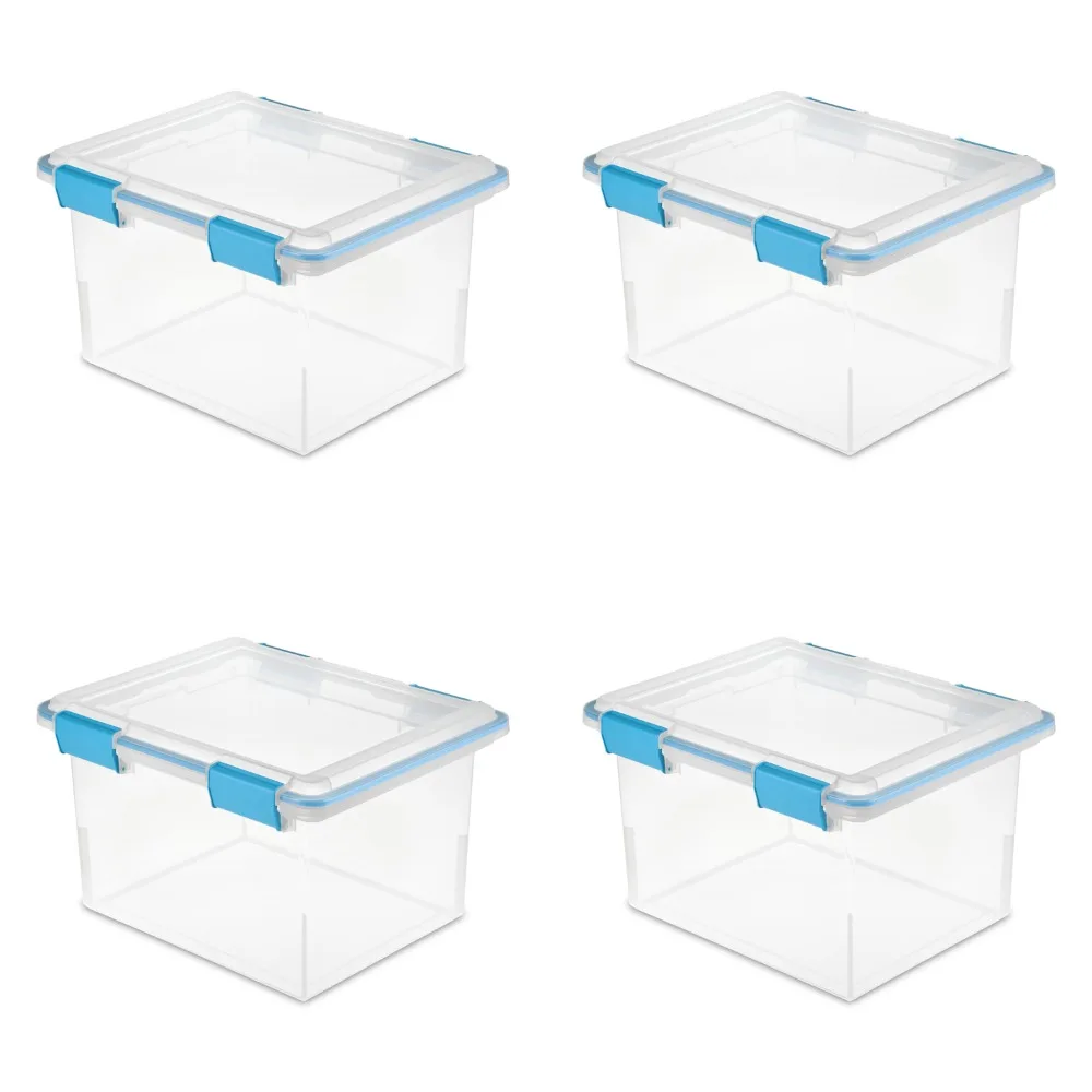 

Sterilite 32 Qt Gasket Box Clear Base and Lid Blue Aquarium Set of 4