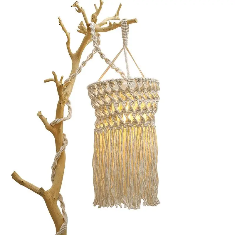 

Macrame Lamp Cover Decorative Macrame Lamp Shade For Table Lamp Bohemian Decor Cotton Rope Home Soft Outfit Tassel Lamp Shade