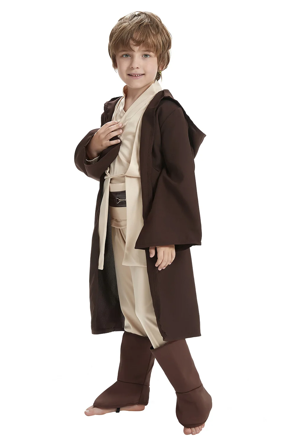 

Kid Children Star Jedi Knight Cosplay Costume Obi Wan Kenobi Uniform Suit Anakin Skywalker Hooded Robe Cloak Outfits